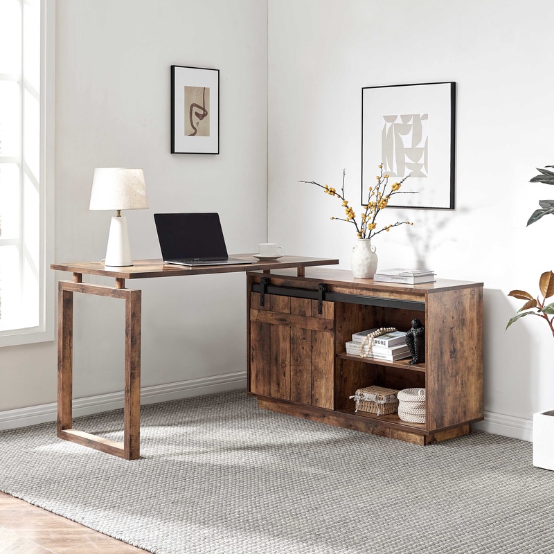 Credenza Office Storage - 크레덴자 수납장과 슬라이딩 바른 도어가 있는