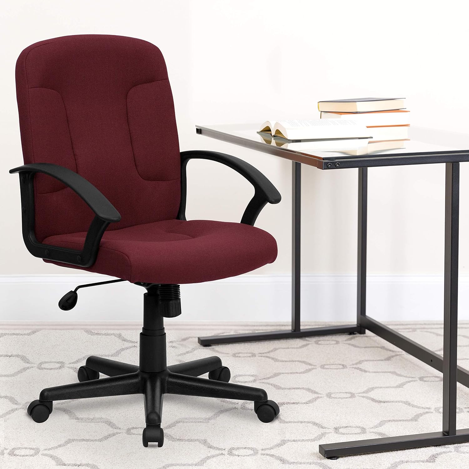 Task Chair Mid Back - 미드백 버건디 패브릭 사무용 의자 인체공학적