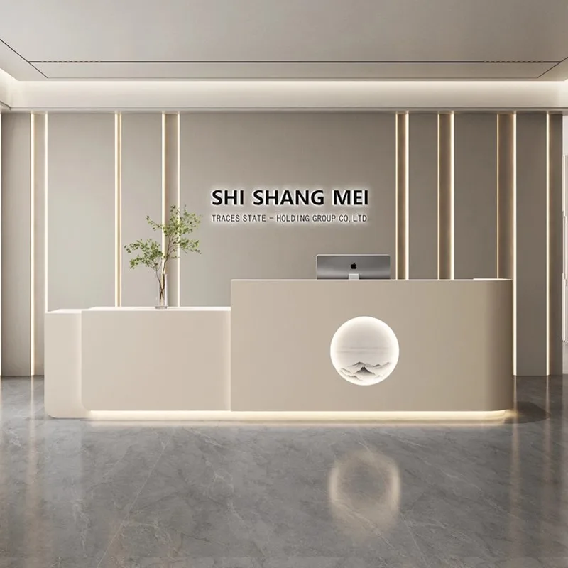 Office Furniture Store - 북유럽 크림 스타일 리셉션 데스크 모던