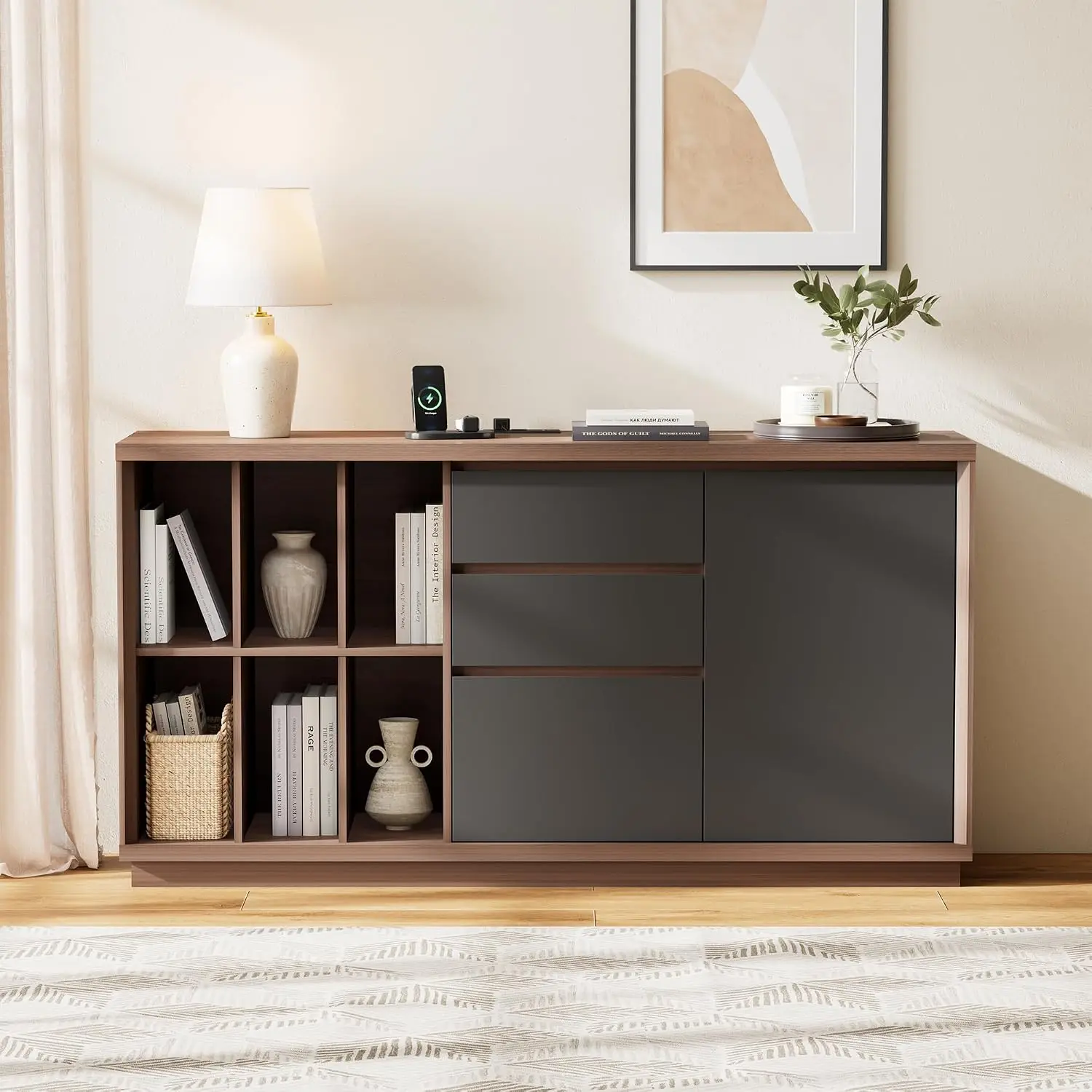 Credenza Office Storage - 60인치 서랍 및 문이 있는 파일