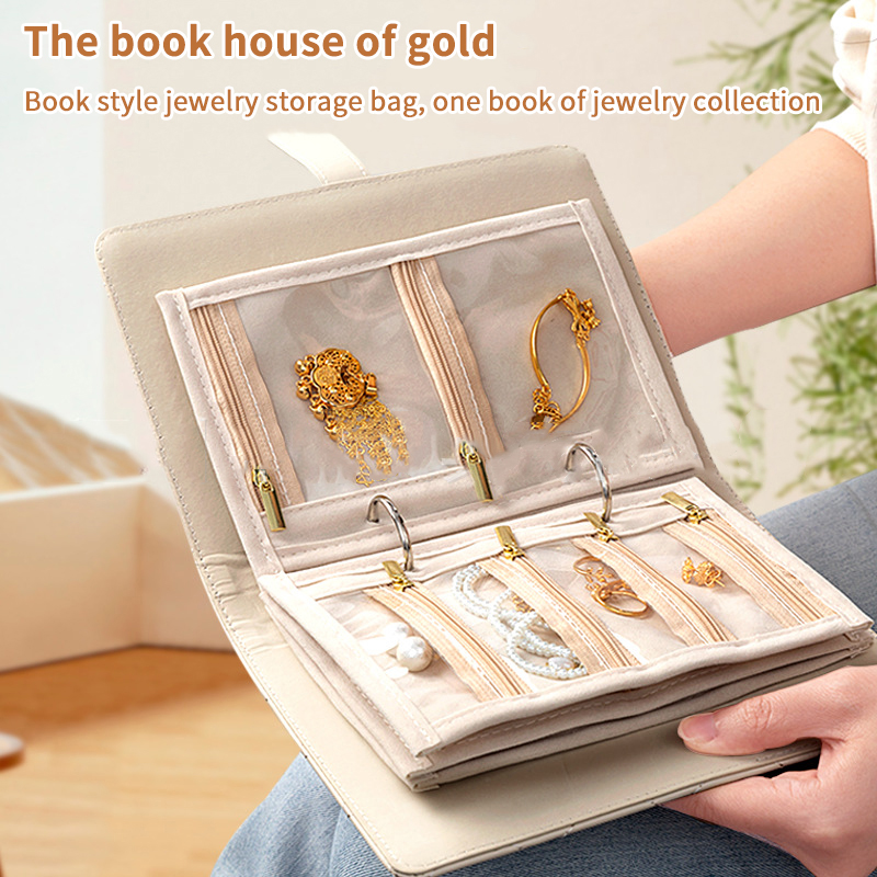 Binder Storage Box - PU 가죽 보석 보관북 지퍼형 투명