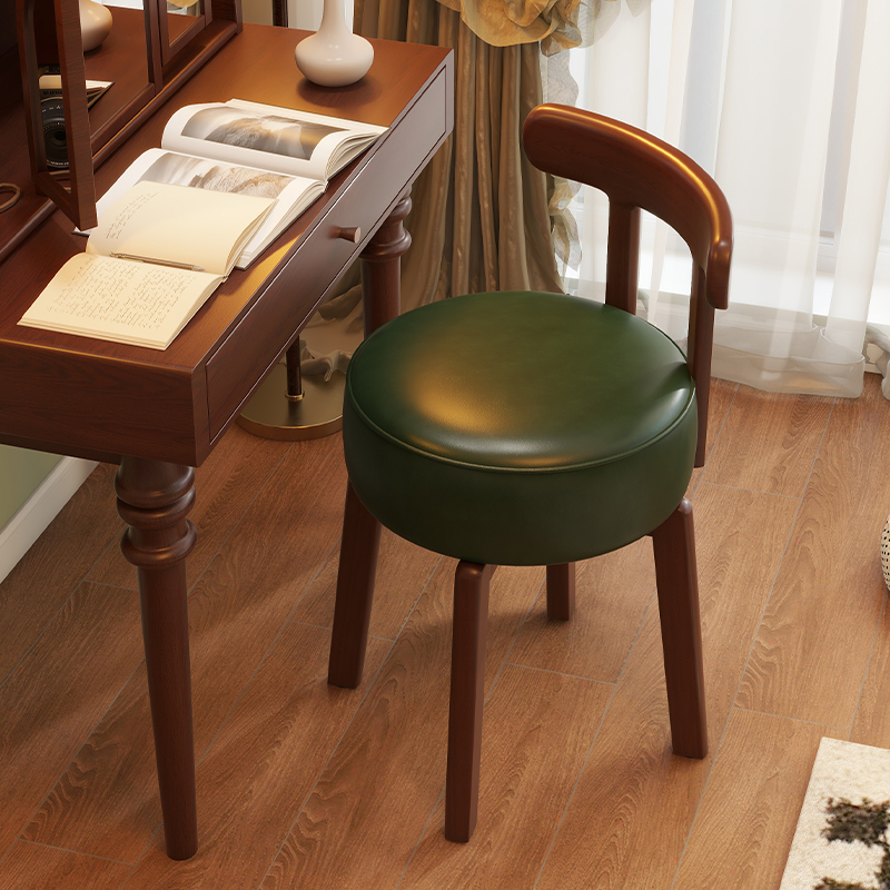Office Furniture Home - 원목 회전 화장 의자, 가죽 쿠션,
