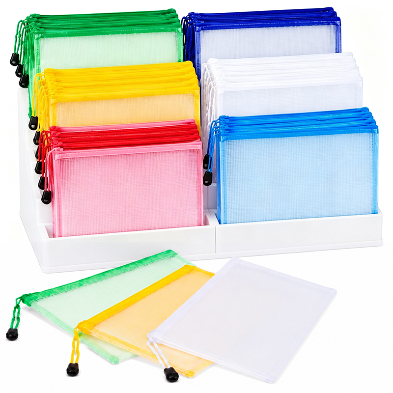 Binder Storage Box - 5/20PCS A4/A5 메쉬 지퍼 파우치 가방