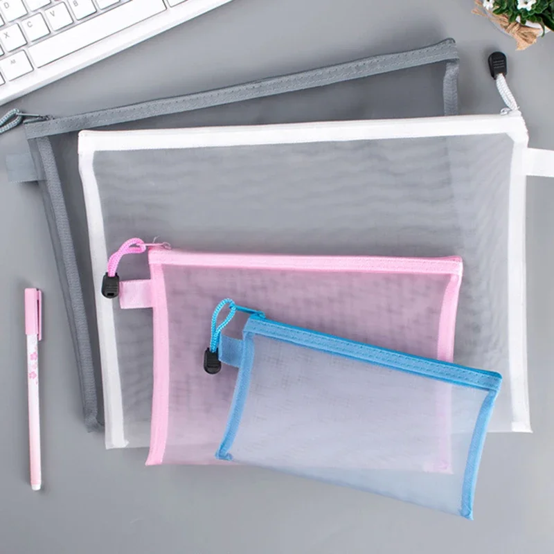 Binder Storage Box - 1Pcs A4/A5/A6 메쉬 지퍼 주머니 지우기