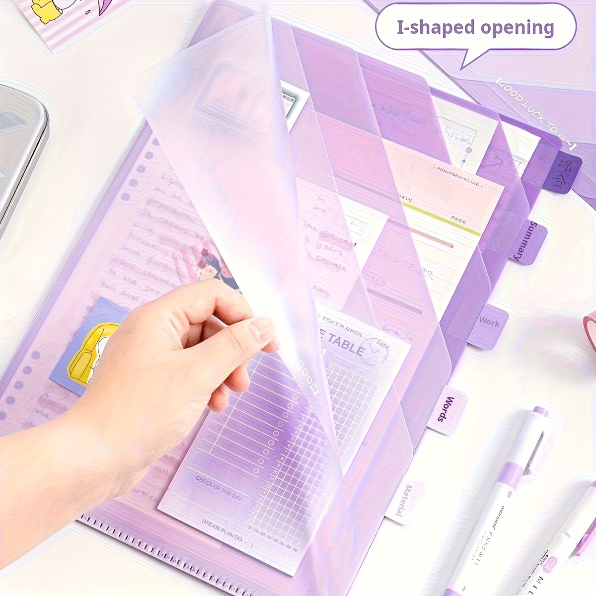 Binder Storage Box - A4 투명 L형 데스크탑 정리함, 다층