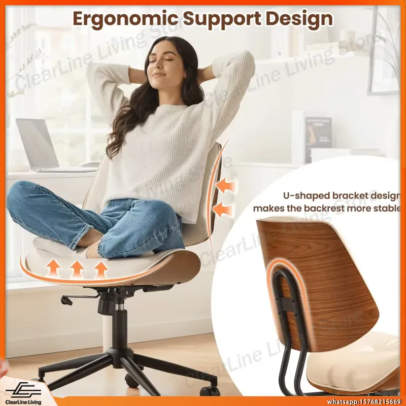 Task Chair Mid Back - 현대적인 PU 가죽 사무용 의자, 바퀴