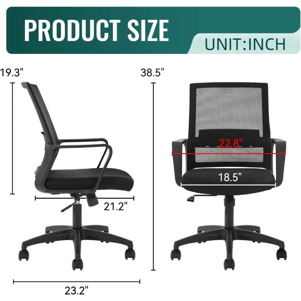 인체공학적 사무실 의자, 중간 등받이 메쉬 컴퓨터 의자 - Task Chair Mid Back 리뷰 및 가격