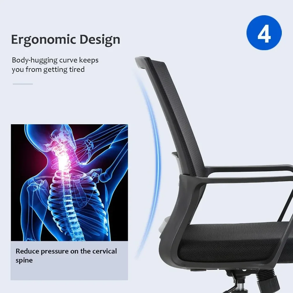 인체공학적 사무실 의자, 중간 등받이 메쉬 컴퓨터 의자 - Task Chair Mid Back 리뷰 및 가격