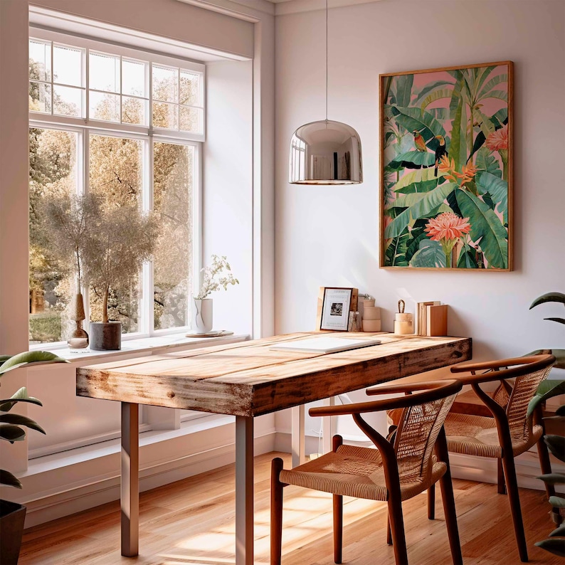 1pc 레트로 열대 캔버스 포스터, 프레임이 없는 식물 - Office Furniture Home 리뷰 및 가격