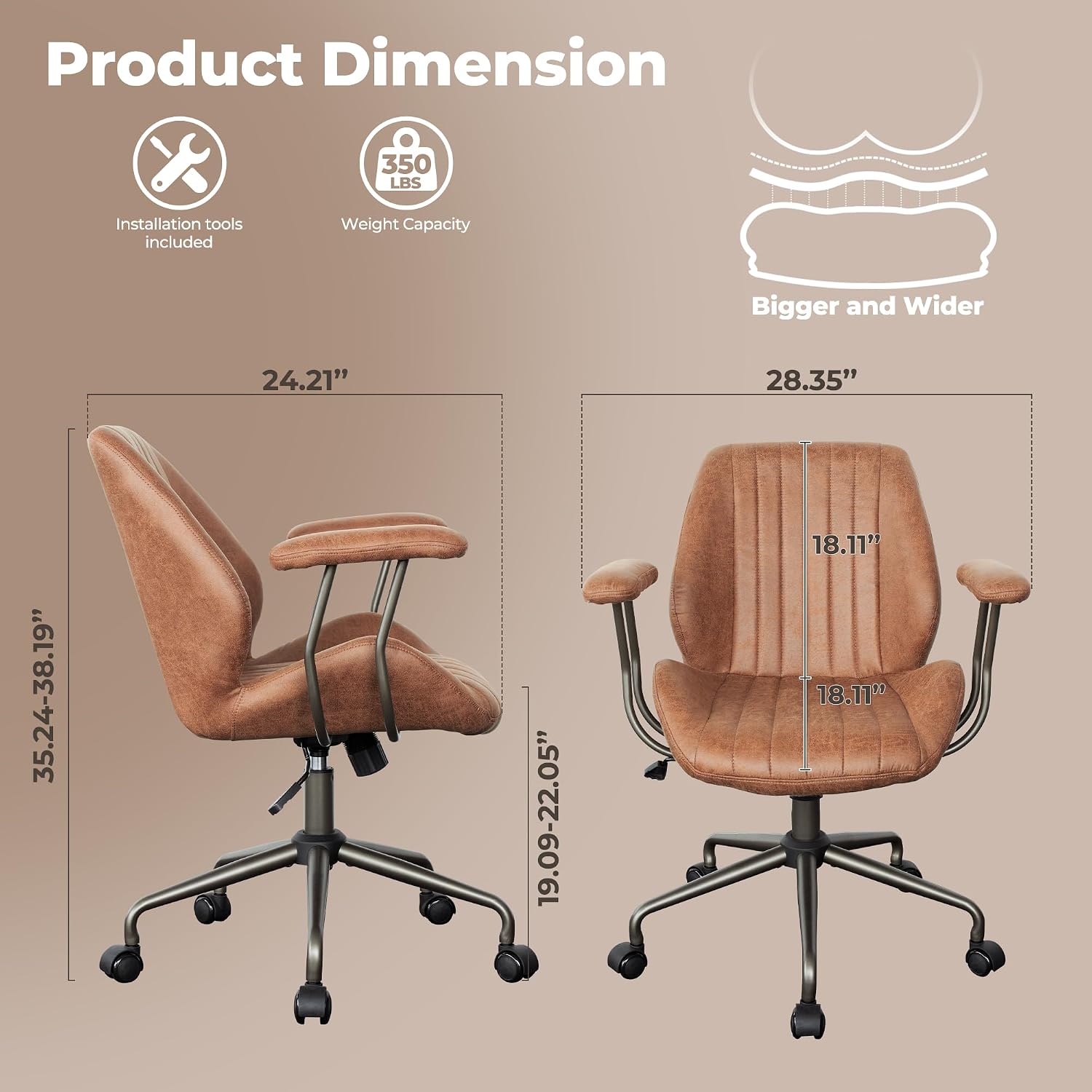 미드백 인체공학적 사무용 의자, 인조 스웨이드 가죽 회 - Task Chair Mid Back 리뷰 및 가격