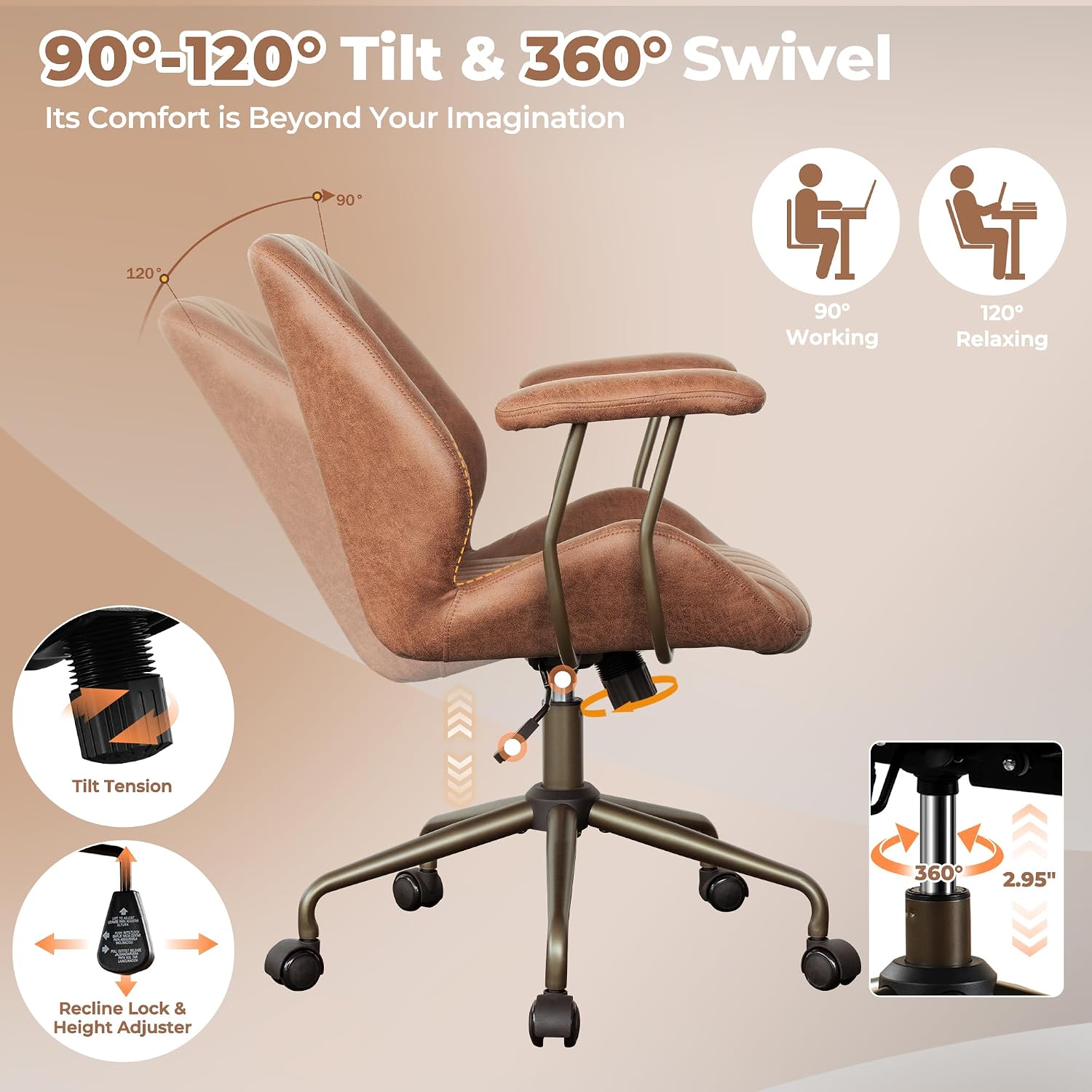미드백 인체공학적 사무용 의자, 인조 스웨이드 가죽 회 - Task Chair Mid Back 리뷰 및 가격