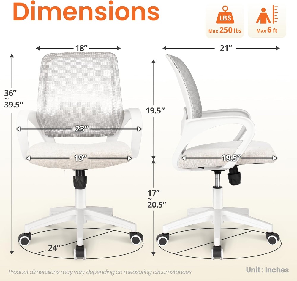 요추 지지대가 있는 인체공학적 사무실 책상 의자, 높이 - Task Chair Mid Back 리뷰 및 가격