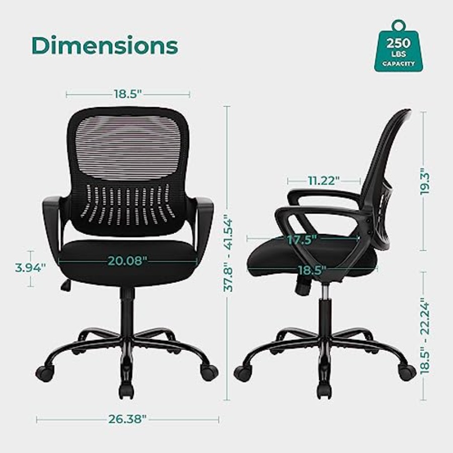 홈 오피스 의자, 중간 높이 등받이가 있는 인체공학적  - Task Chair Mid Back 리뷰 및 가격