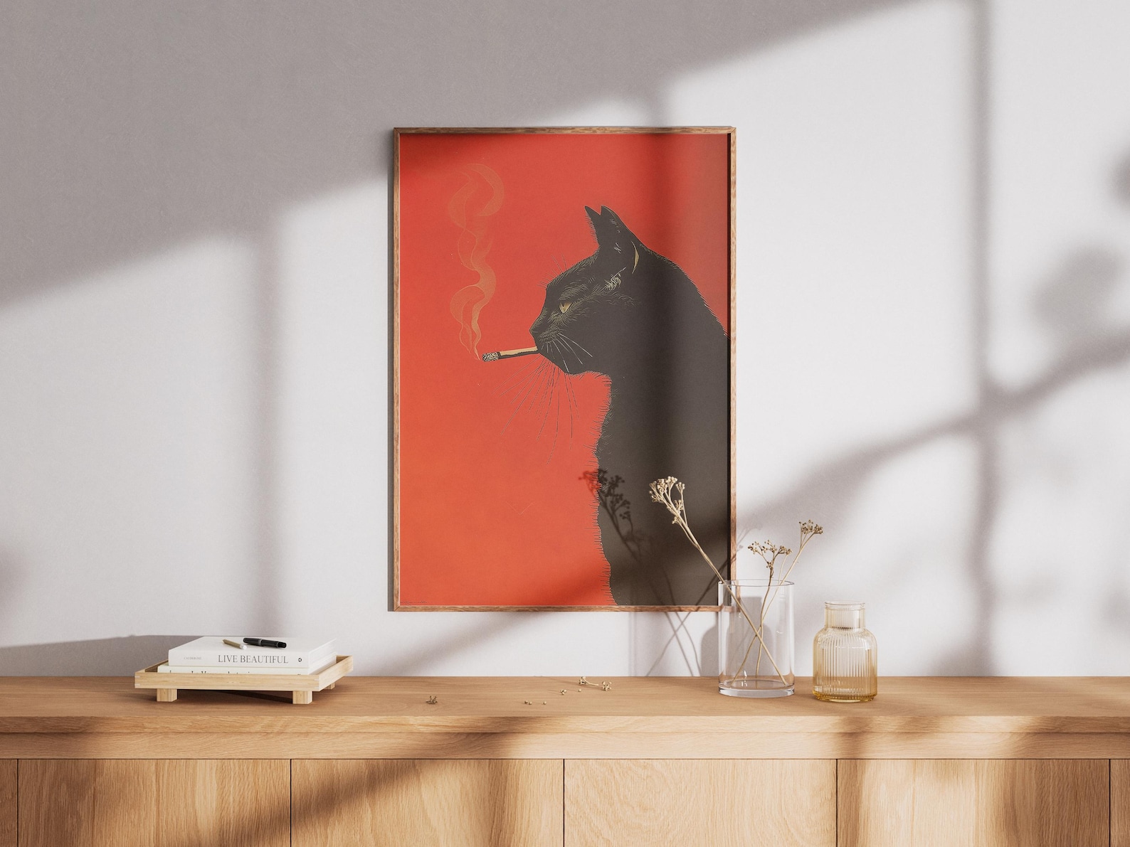 빈티지 검은 고양이 흡연 캔버스 인쇄 프레임리스 레트로 - Office Furniture Home 리뷰 및 가격