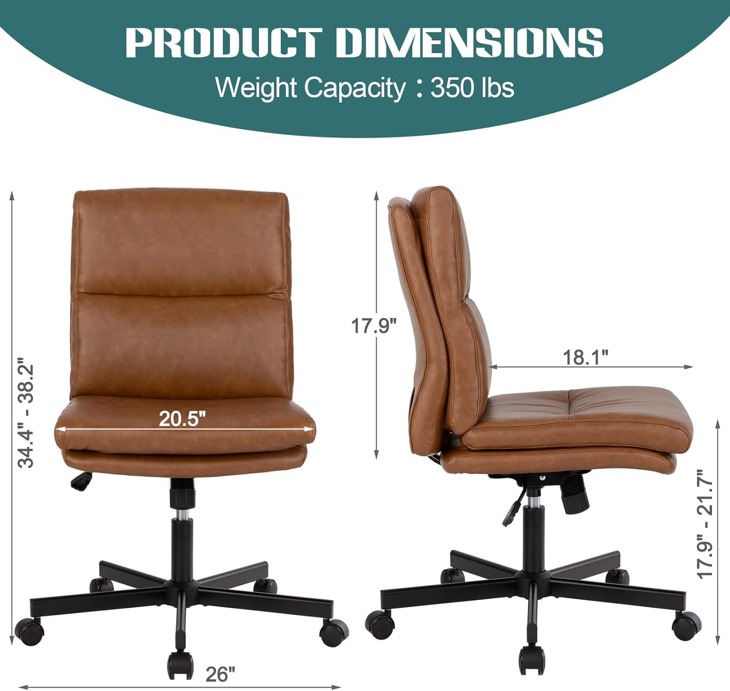 팔걸이 없는 책상 의자, 중간 등받이 크리스크로스 회전 - Task Chair Mid Back 리뷰 및 가격