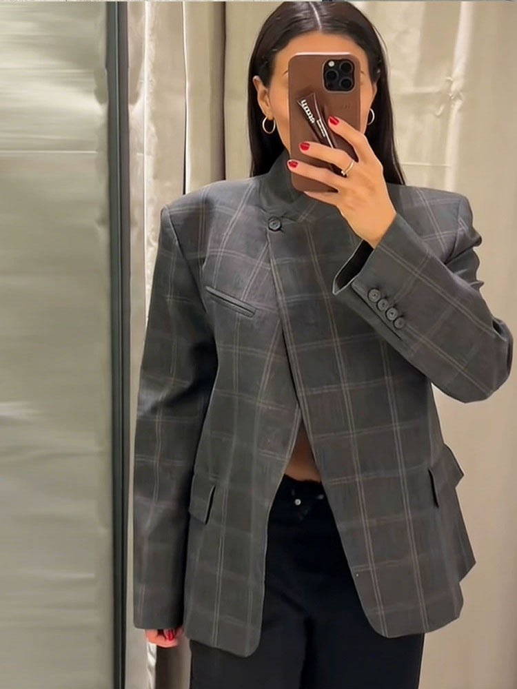 HH 2026 봄 플래드 블레이저 재킷 여성용 우아한  - Coat Rack Standing 리뷰 및 가격