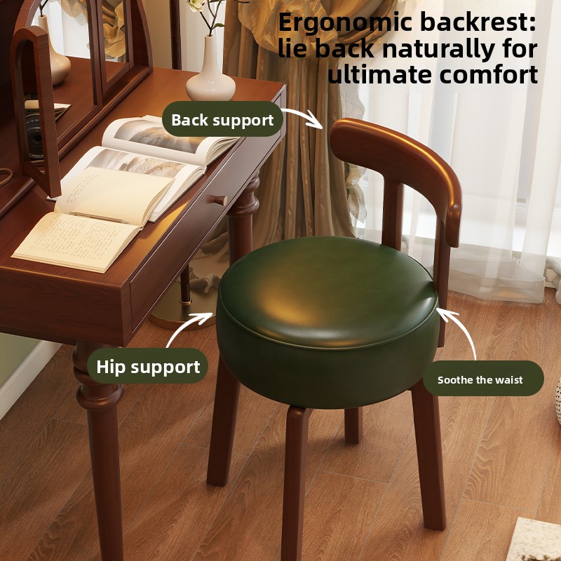 원목 회전 화장 의자, 가죽 쿠션, 침실 화장 의자,  - Office Furniture Home 리뷰 및 가격