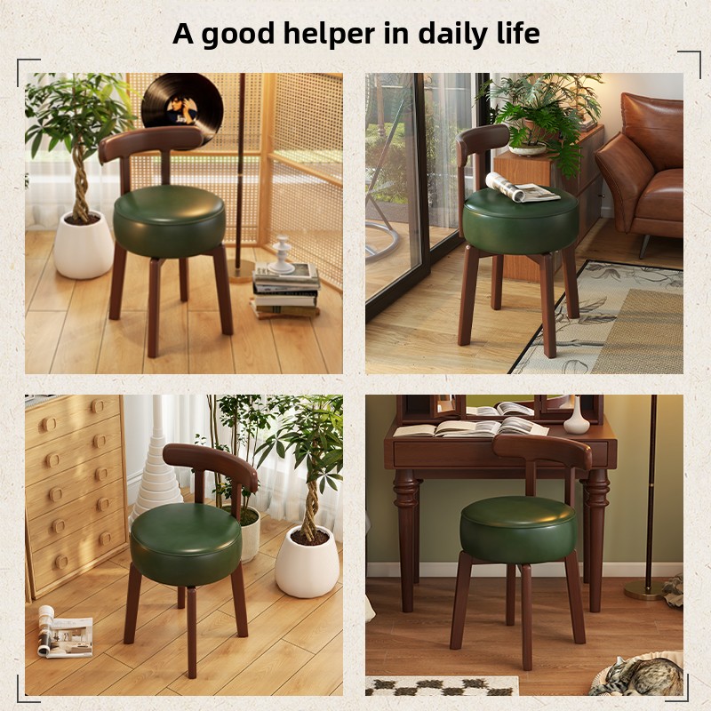 원목 회전 화장 의자, 가죽 쿠션, 침실 화장 의자,  - Office Furniture Home 리뷰 및 가격