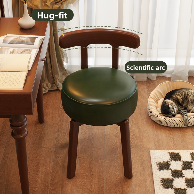 원목 회전 화장 의자, 가죽 쿠션, 침실 화장 의자,  - Office Furniture Home 리뷰 및 가격