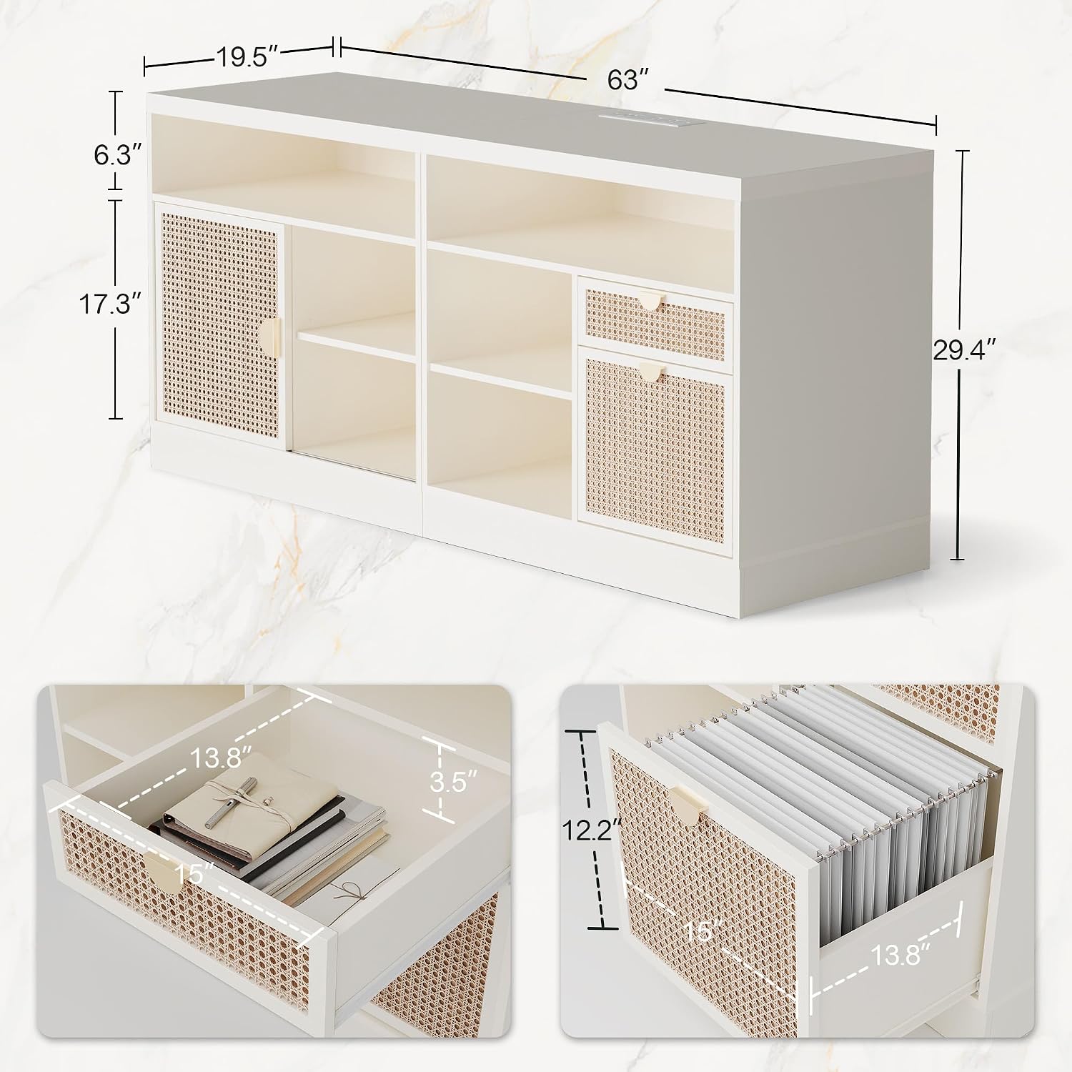 63인치 크레덴자, 2개의 서랍, 잠금장치 및 콘센트, - Credenza Office Storage 리뷰 및 가격