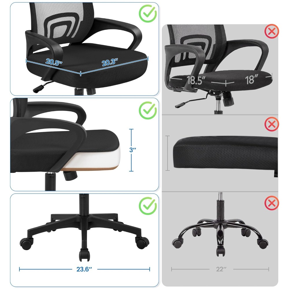미드백 메쉬 인체공학적 사무용 의자, 요추 지지대와 팔 - Task Chair Mid Back 리뷰 및 가격