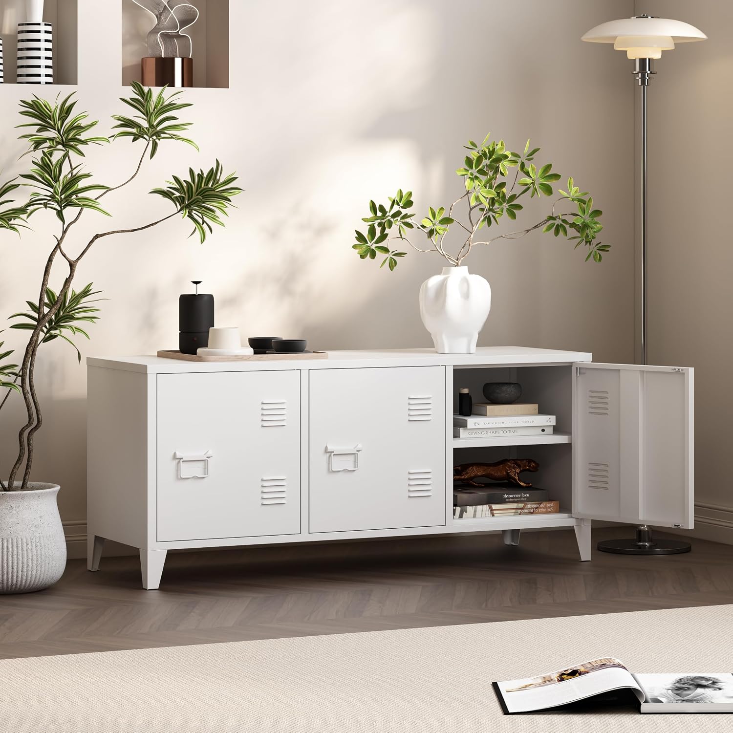현대식 TV 스탠드 엔터테인먼트 센터, 3개의 문과 조 - Credenza Office Storage 리뷰 및 가격
