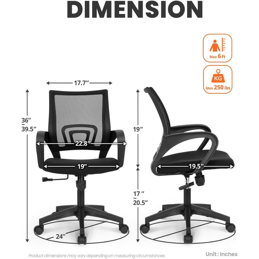 블랙 메쉬 게이밍 사무용 의자, 중간 등받이, 요추 지 - Task Chair Mid Back 리뷰 및 가격